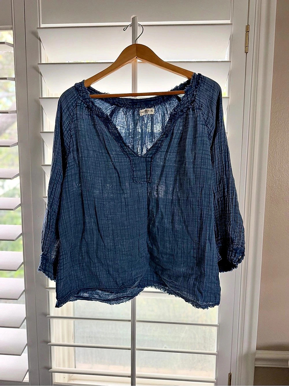 Natural life Cotton Tunic Top in Blue Size XL